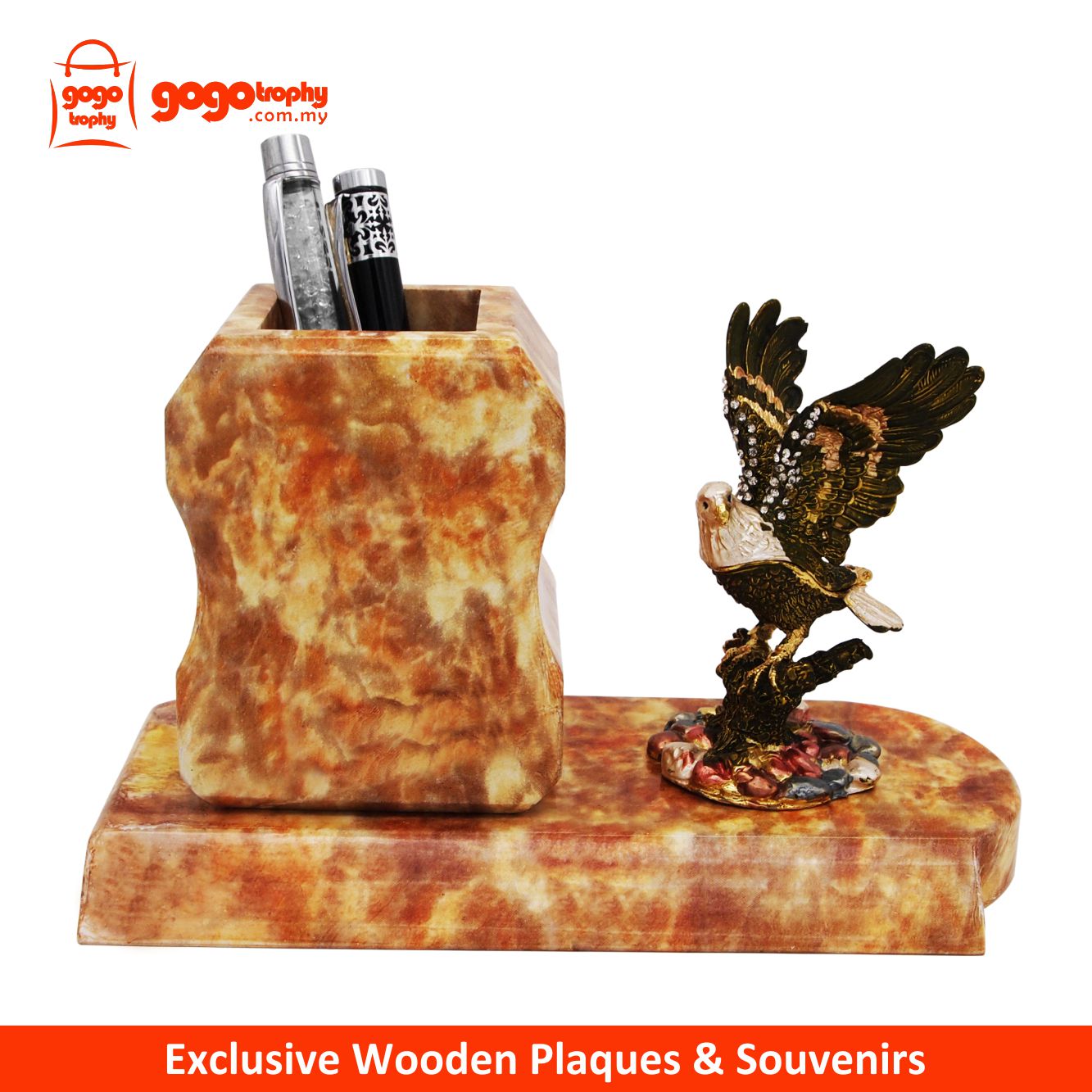 7207 Exclusive Wooden Penholder with Eagle (without Pen)